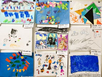 すがもロビー展示　白鳩幼稚園「園児作品展」