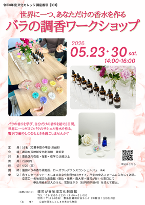 【303】世界に一つ、あなただけの香水を作る
バラの調香ワークショップ