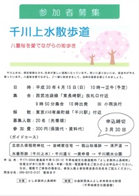 「としま案内人長崎町」と歩く
千川上水散歩道 ― 八重桜を愛でながらの街歩き